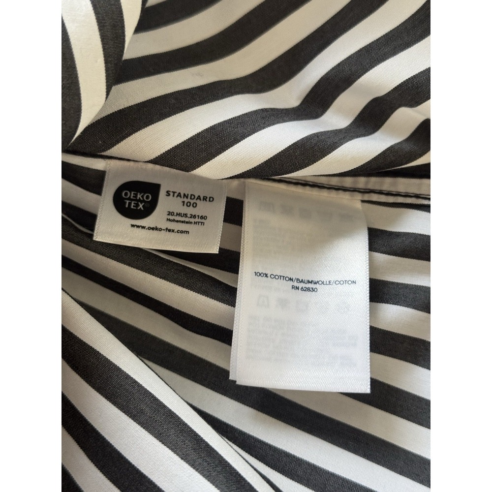 Lands' End Black White Striped Button‎ Down Shirt Women's 4 Cotton Chic Classic - Picture 7 of 7